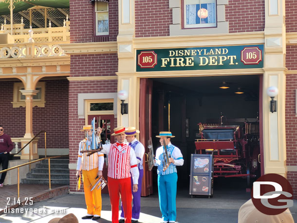 The Dapper Dans performing in Town Square. Their set ended abruptly a few moments later. I did not see why.  They just stopped and said happy Valentine's Day.  