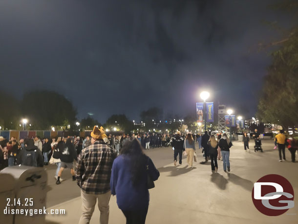 8:18pm - The security line at Downtown Disney