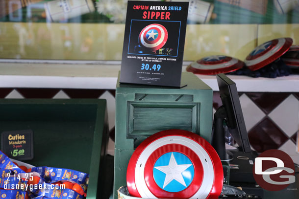 Captain America Shield Sippers are now for sale at several locations in Hollywood Land and Avengers Campus