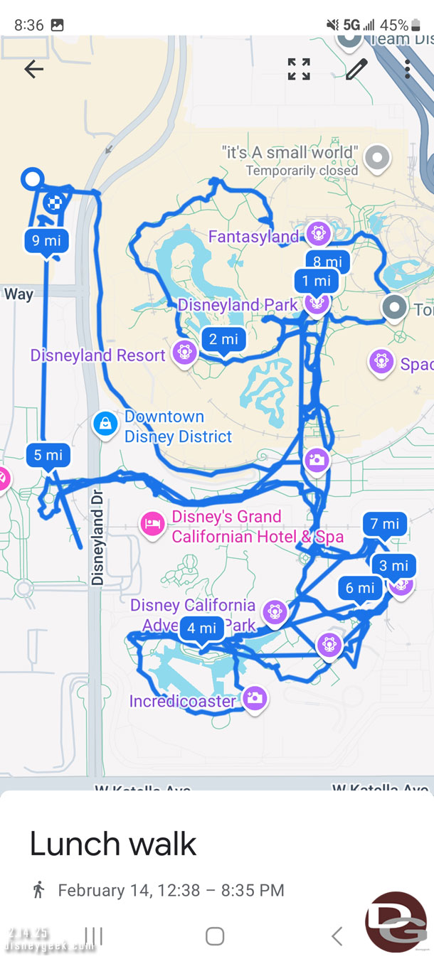 My path today at the Disneyland Resort.