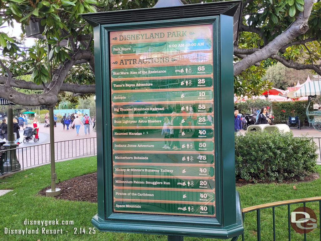 12:58pm - Disneyland Wait Times