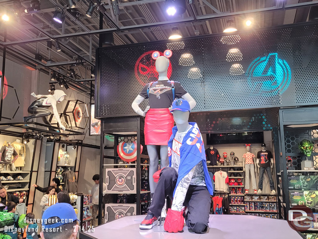 Some Captain America merchandise on the center display