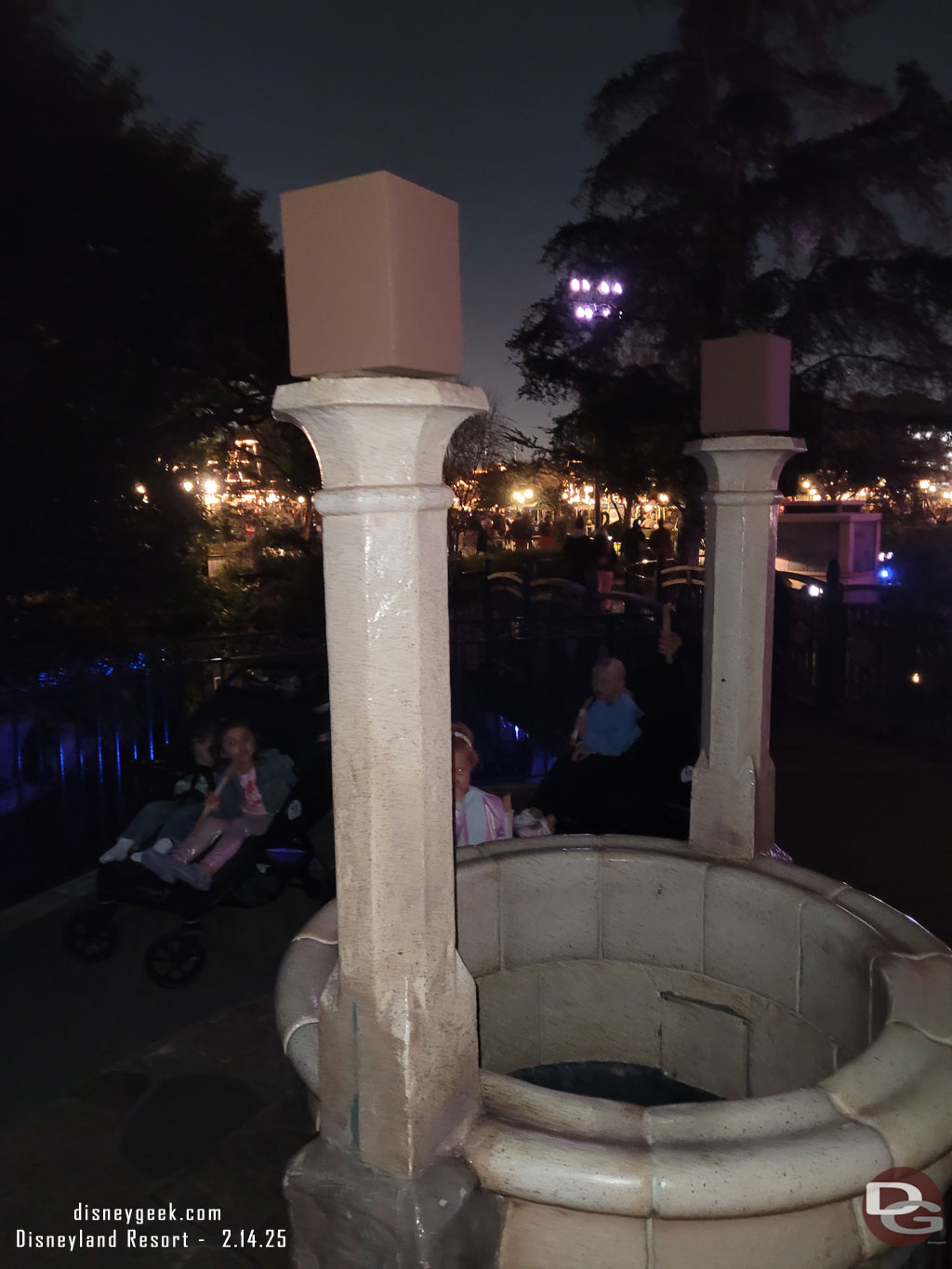 The top of the Wishing Well is removed for renovation.