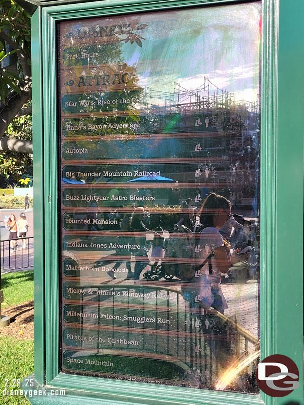 3:48pm - Disneyland wait times (the glare was a bit challenging)