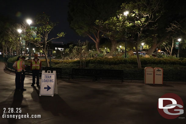 The tram stops closest to World of Disney were still closed this evening.