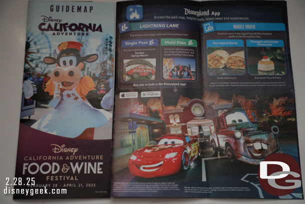 The Disney California Adventure guide map