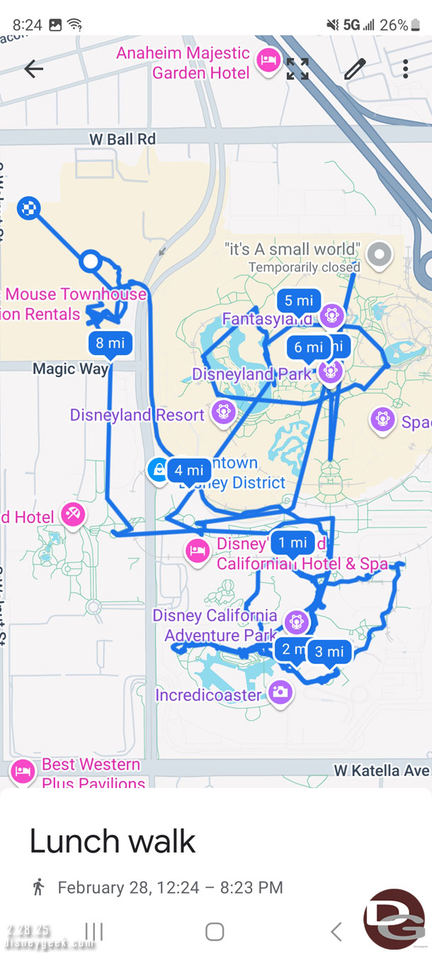 My path today ath the Disneyland Resort