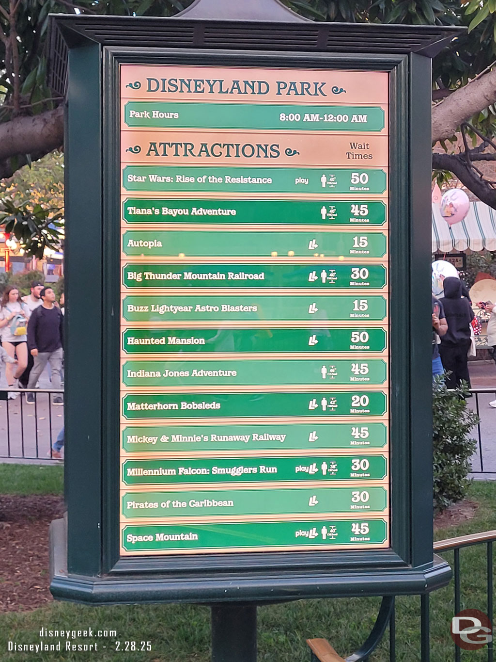 5:35pm - Disneyland Wait times