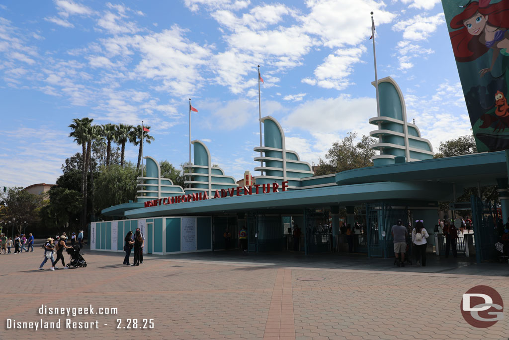 12:40pm - Arrived at Disney California Adventure.  The walls have shifted further to the left side with another set of turn stiles complete.