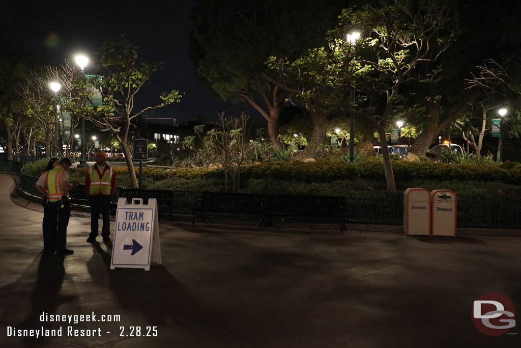 The tram stops closest to World of Disney were still closed this evening.