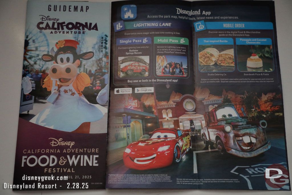 The Disney California Adventure guide map