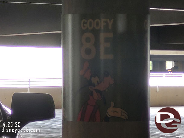 12:54pm - Parked on the Goofy level of the Mickey and Friends Parking Structure