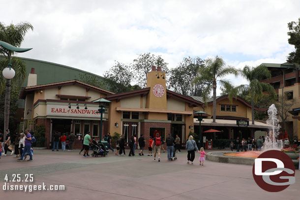 Recently permits were filed to demolish the Earl of Sandwich and the two ticket booths nearby.  Here is the area today.