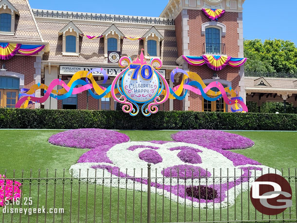 Disneyland 70th Decorations on the Main Street Train Station