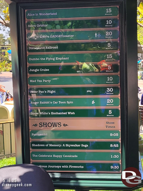 1:23pm - Disneyland wait times