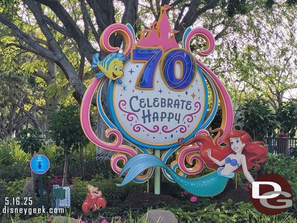 The Little Mermaid 70th Anniversary photo op near the tram stop.