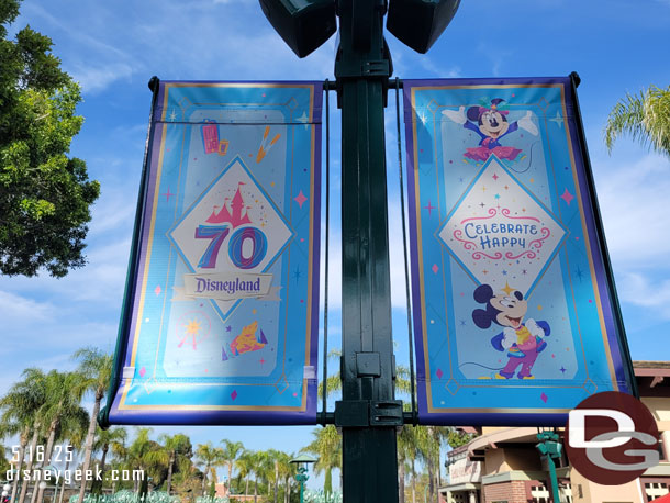 Disneyland 70th Banners line the walkway