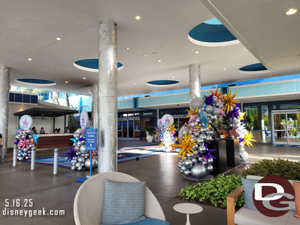 Decorations along the entrance way to the Disneyland Hotel
