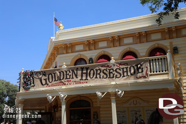 The exterior renovation on the Golden Horseshoe wrapped up since my last visit.  There are banners for the 70th anniversary