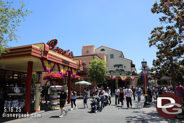 Buena Vista Street has the same banners as Main Street USA