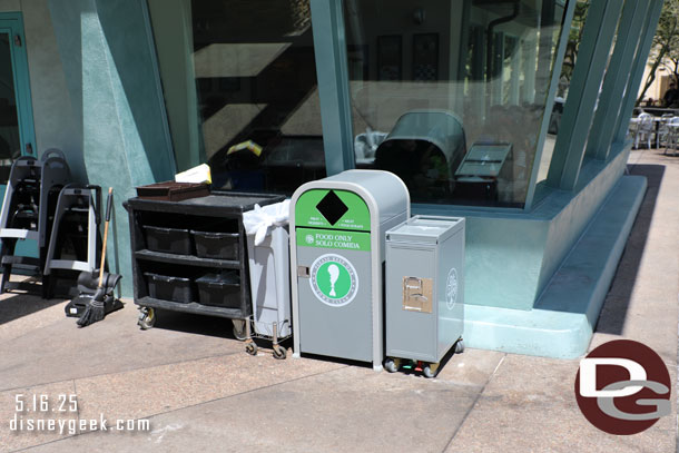 The trashcans have been separated.  Food scraps on one side