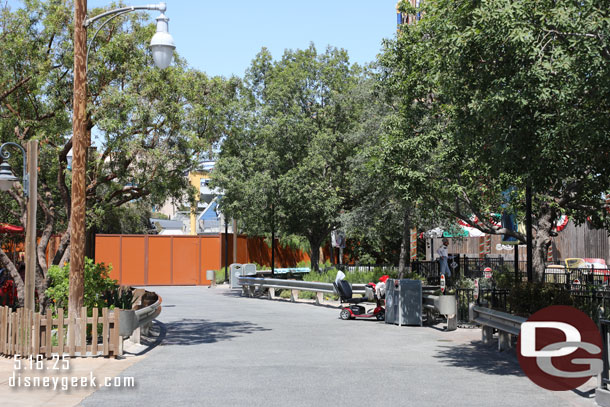 Cross Street no longer goes through to Avengers Campus.  Construction has started on the expansion project.