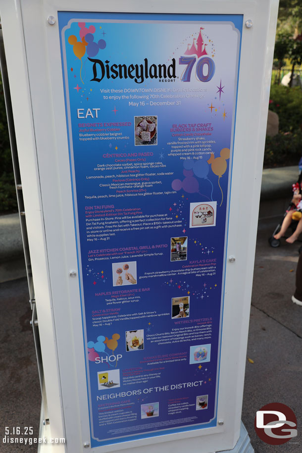 A look at the 70th offerings in Downtown Disney