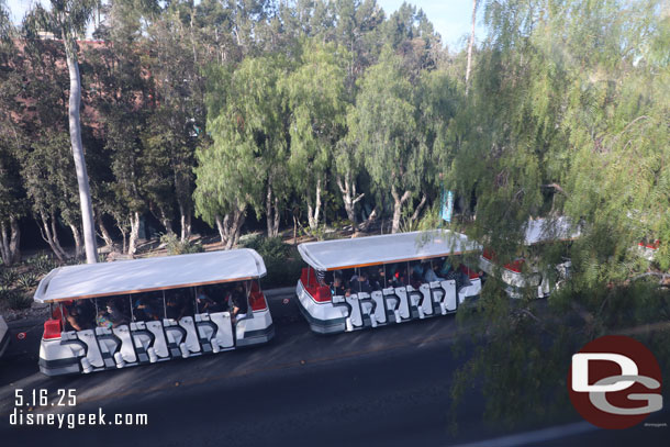 5:44pm - Trams heading to the parks are full as you would expect for a Friday night.