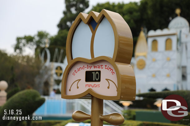 6:39pm - 10 minute posted wait for it's a small world.