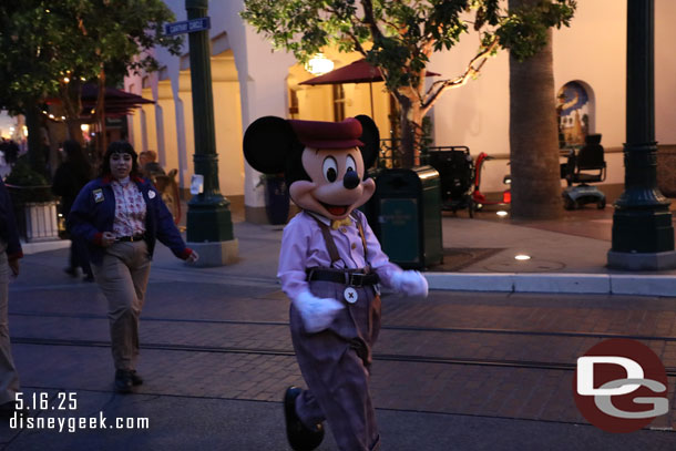 Mickey Mouse out for a stroll.