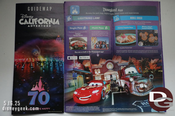 World of Color Happiness! is featured on the Disney California Adventure Guidemap.