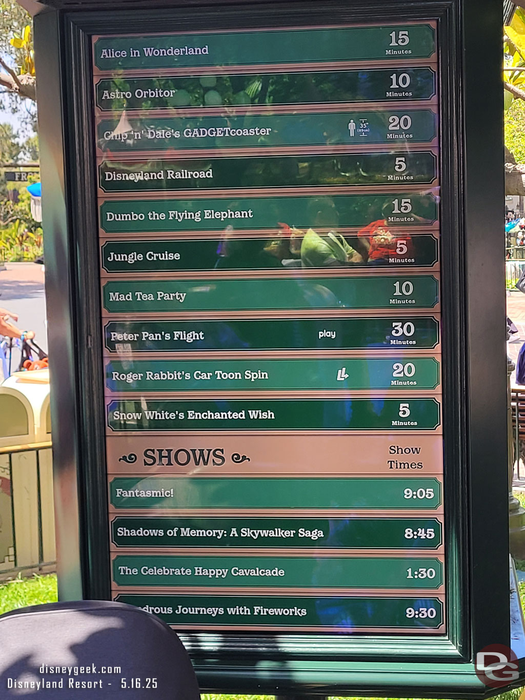 1:23pm - Disneyland wait times