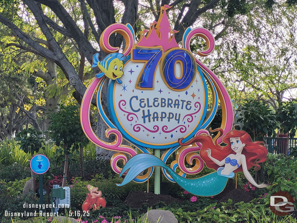 The Little Mermaid 70th Anniversary photo op near the tram stop.