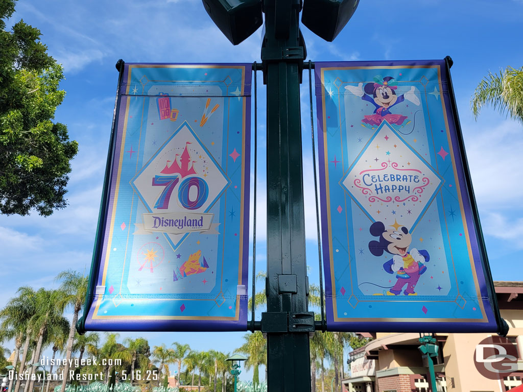 Disneyland 70th Banners line the walkway
