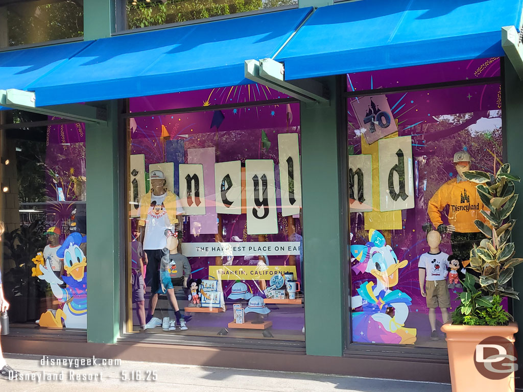 World of Disney Windows feature Disneyland 70th displays and posters