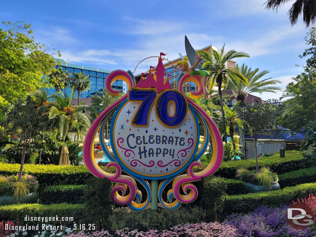 At the Disneyland Hotel another 70th Anniversary photo op, featuring Tinker Bell.