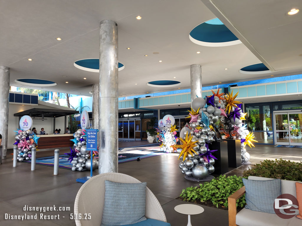 Decorations along the entrance way to the Disneyland Hotel
