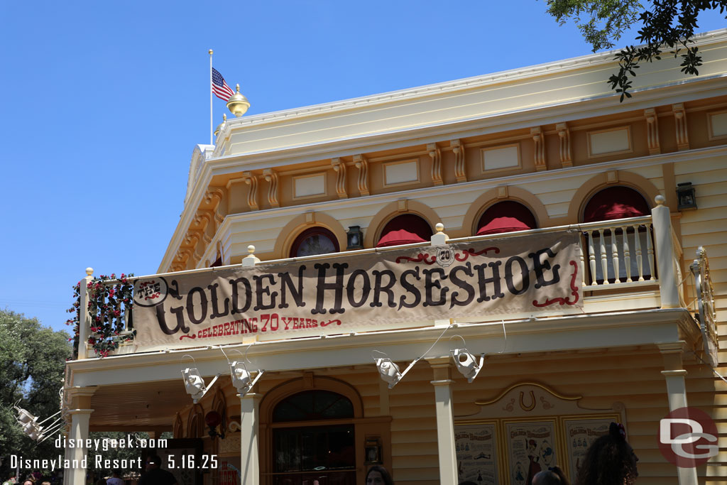 The exterior renovation on the Golden Horseshoe wrapped up since my last visit.  There are banners for the 70th anniversary