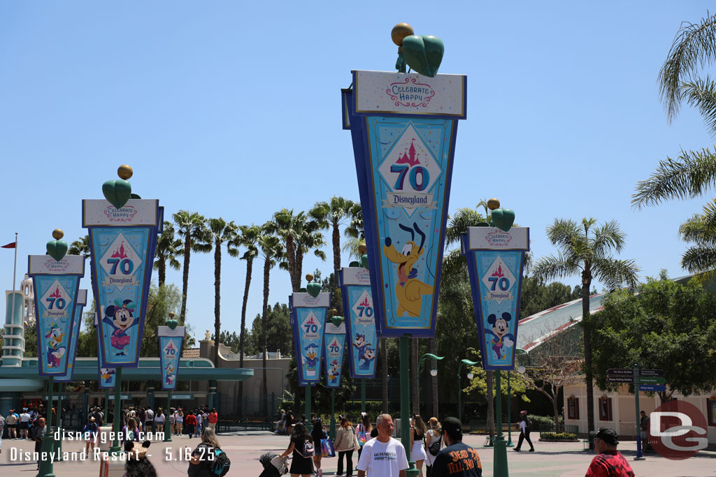 Disneyland 70th Banners in the Esplanade