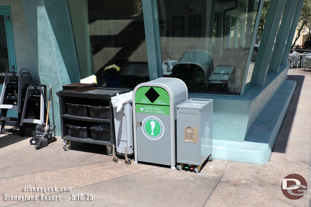 The trashcans have been separated.  Food scraps on one side