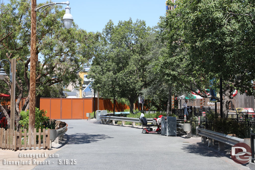 Cross Street no longer goes through to Avengers Campus.  Construction has started on the expansion project.