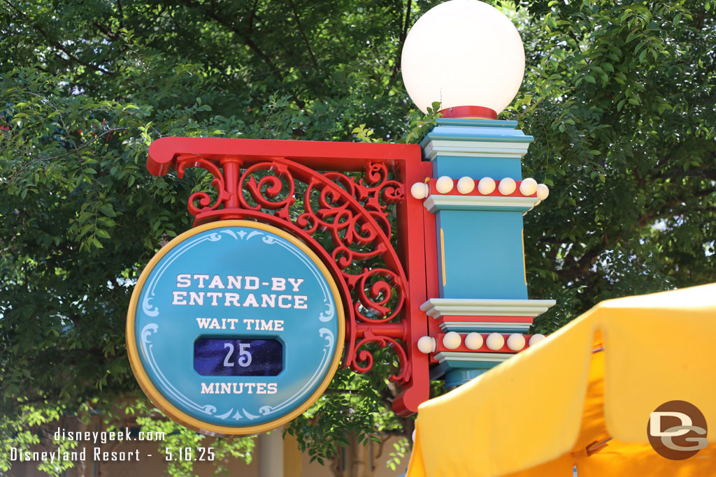 3:11pm - 25 minute wait posted for Toy Story Midway Mania