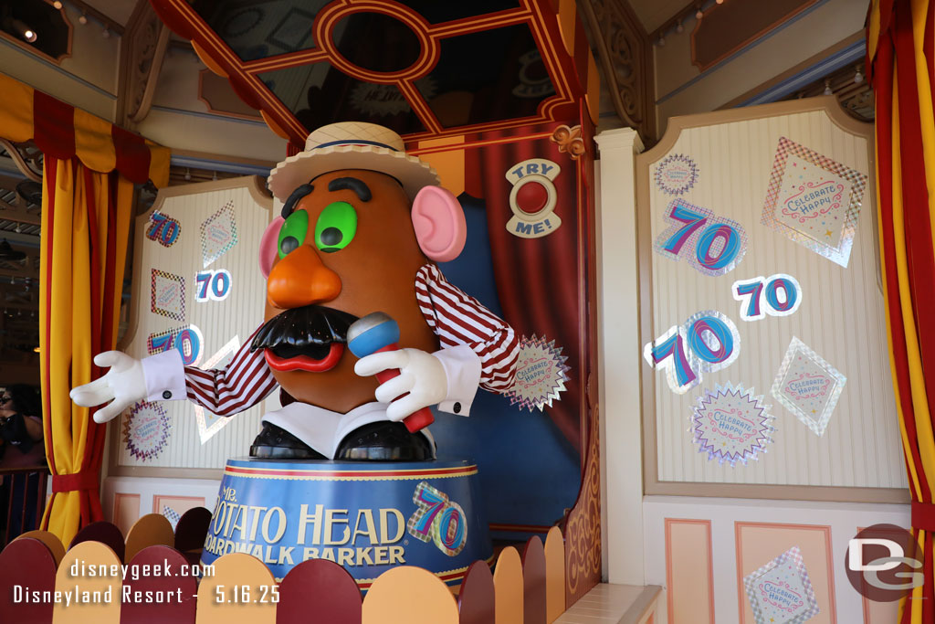 70th Anniversary stickers throughout Toy Story Midway Mania