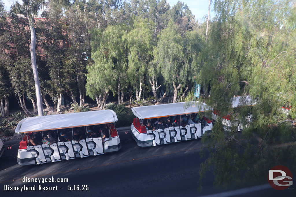 5:44pm - Trams heading to the parks are full as you would expect for a Friday night.