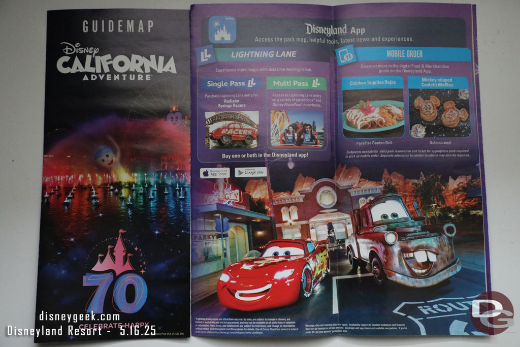 World of Color Happiness! is featured on the Disney California Adventure Guidemap.