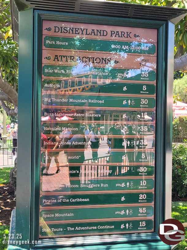 12:50pm - Disneyland wait times