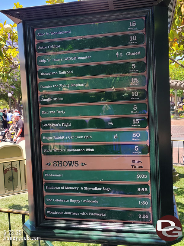 12:50pm - Disneyland wait times