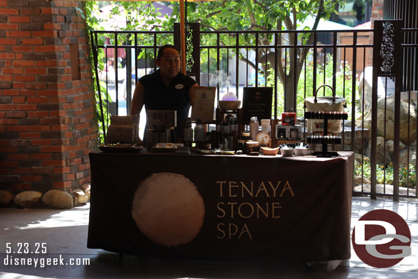 A table promoting the Tenaya Stone Spa 
