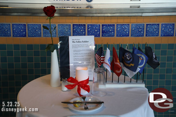 The Fallen Soldier table at Galactic Grill for Memorial Day weekend.