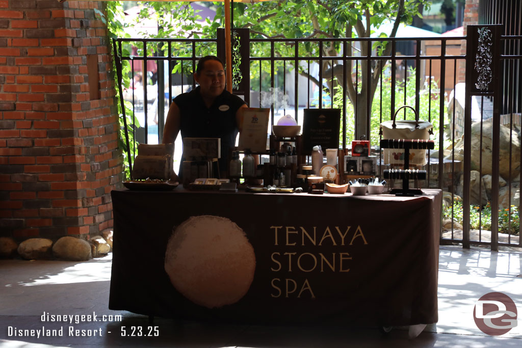 A table promoting the Tenaya Stone Spa 